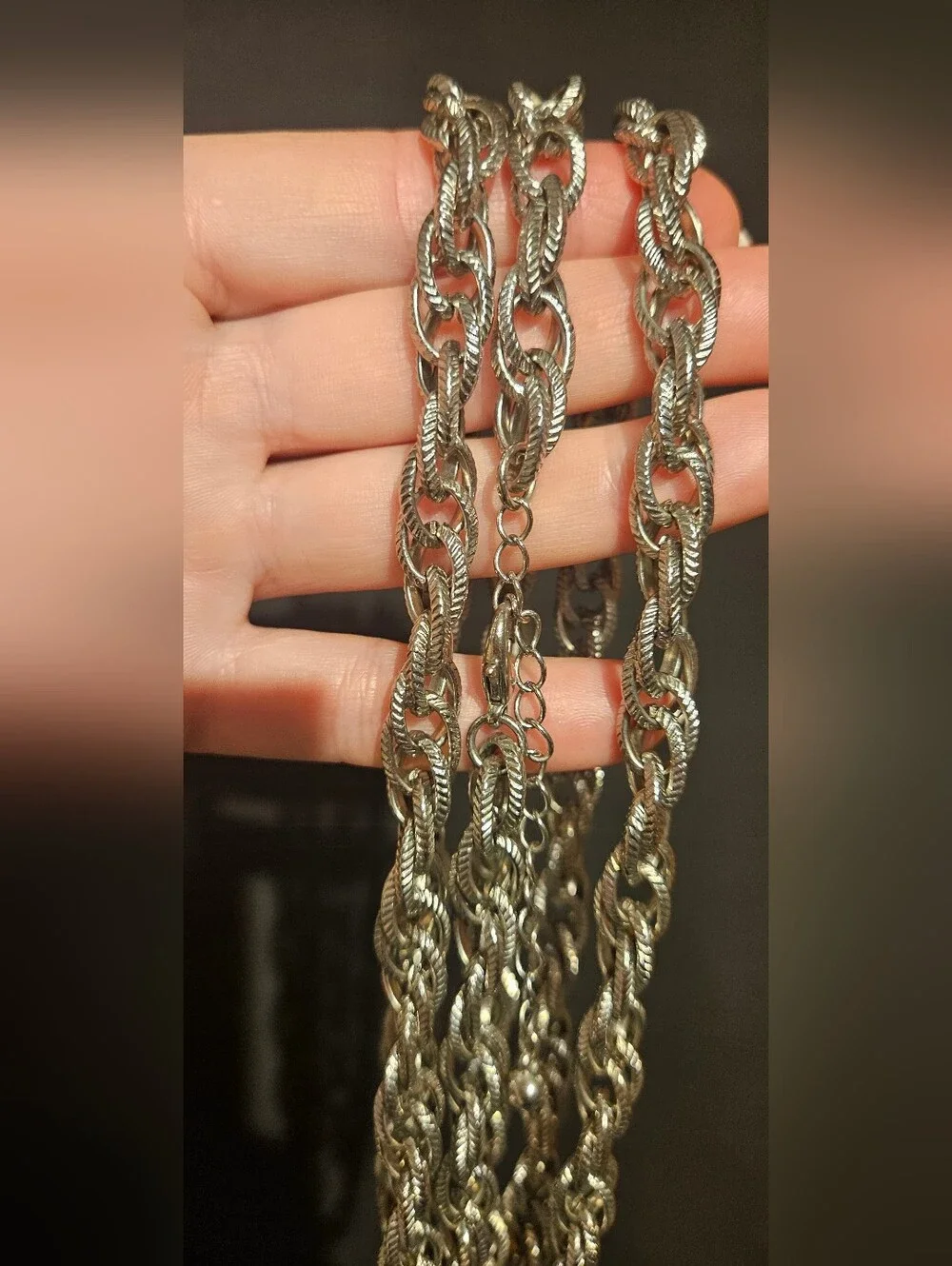 Sterling Silver Multi-Strand Rope Chain Necklace - Silver